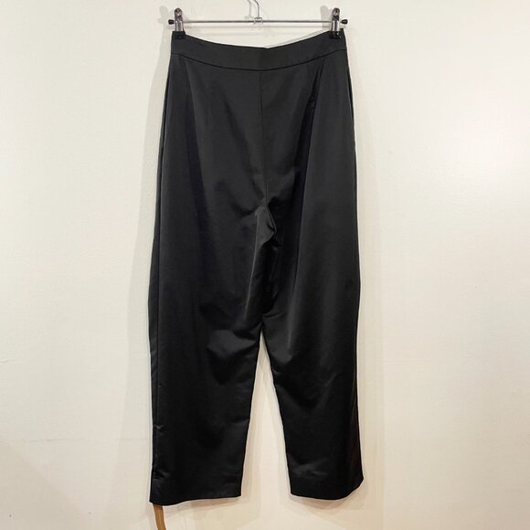 Reformation Black Satin Gray Pleated Crop Trouser 2, XS $178 - Picture 3 of 7
